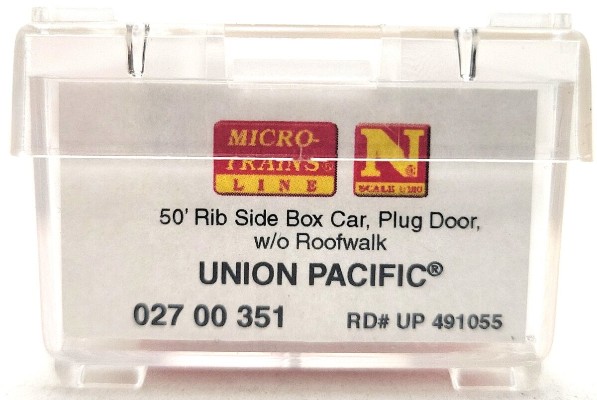 Micro-Trains 02700351 N UP 50' Rib Side Plug Door Boxcar w/o Roofwalk #491055 LN/Box