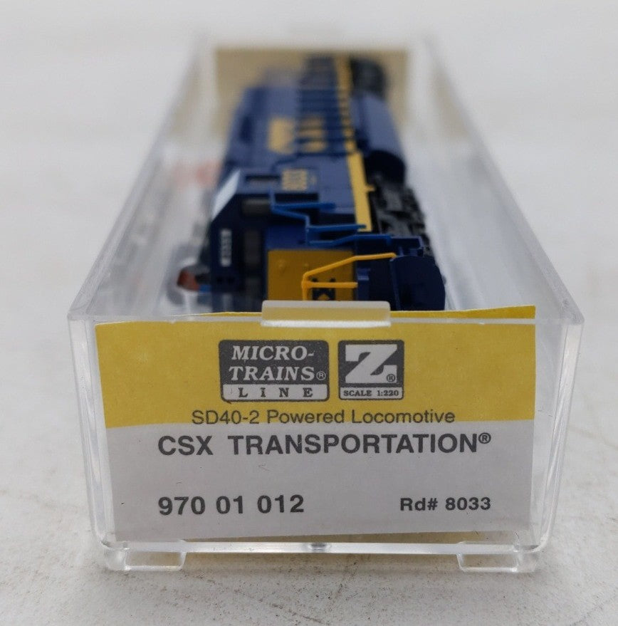 MicroTrains 97001012 Z Scale CSX SD40-2 Powered Diesel Locomotive #8033 LN/Box