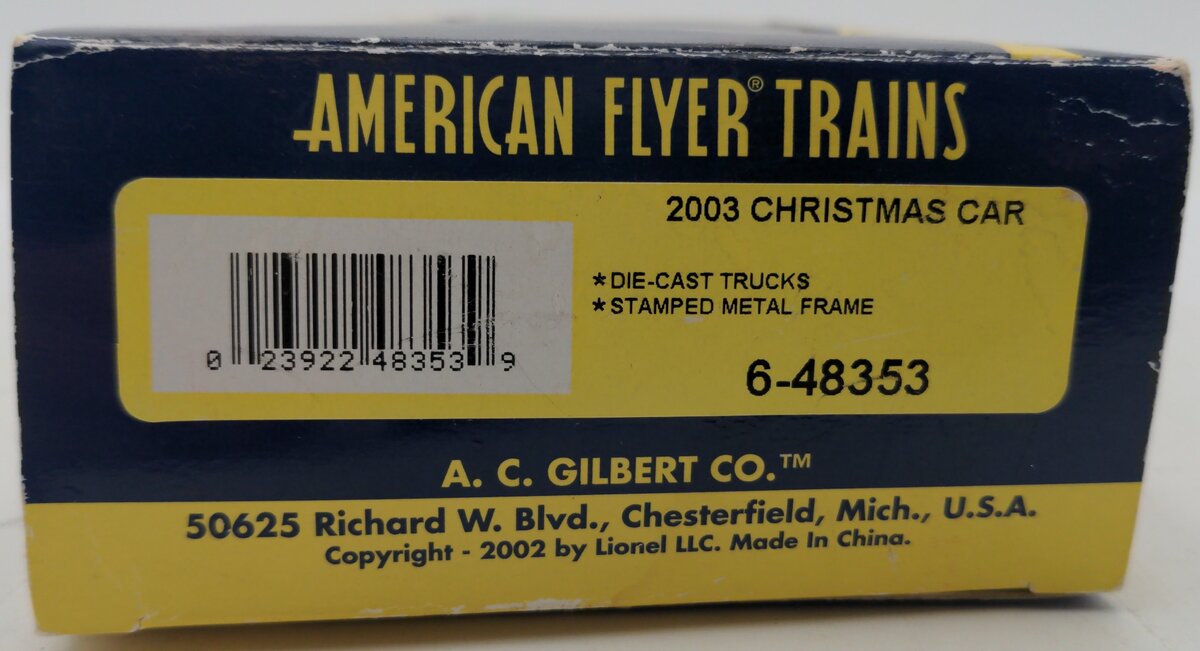 American Flyer 6-48353 S Gauge 2003 Christmas Boxcar EX/Box