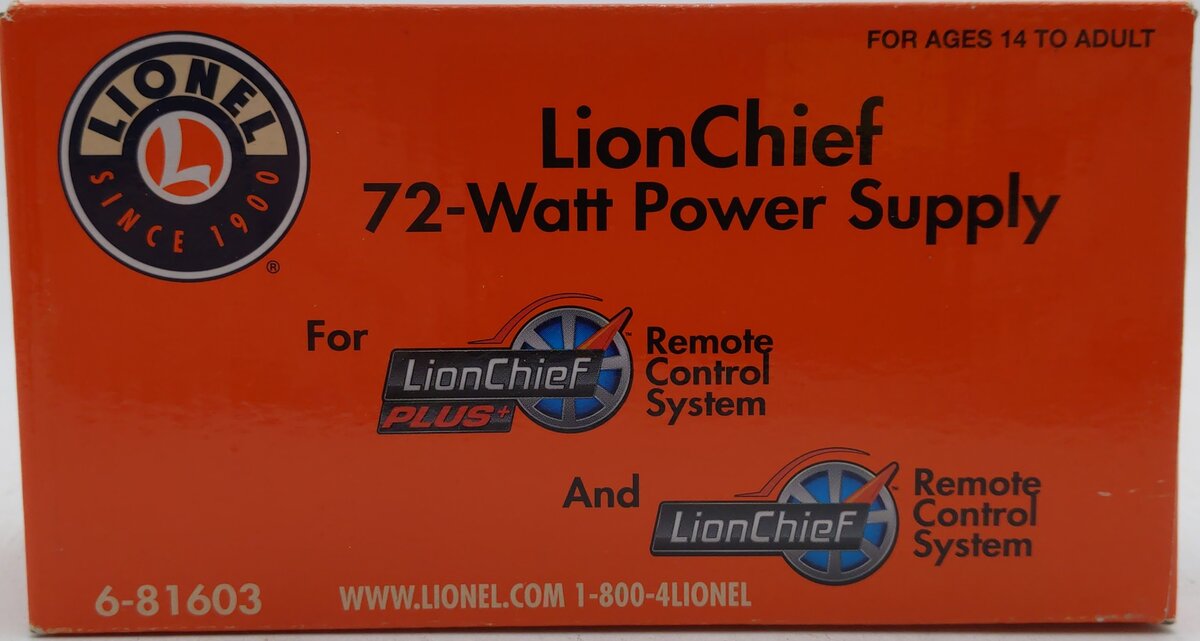 Lionel 6-81603 O Gauge LionChief 72-Watt Wall Pack Power Supply 4 Amp LN/Box