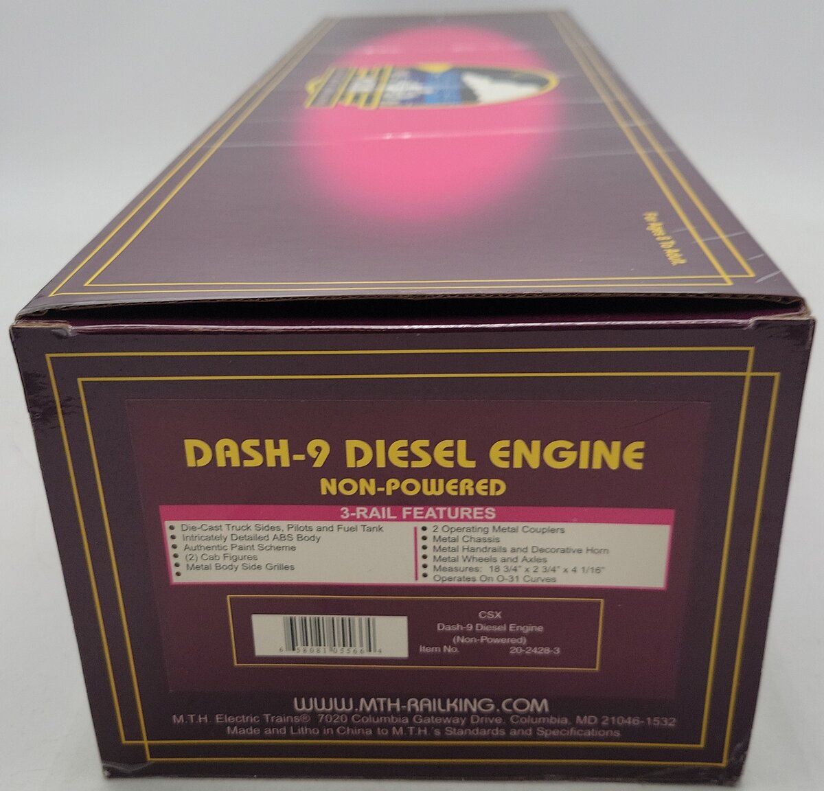MTH 20-2428-3 CSX Dash-9 Non-Powered Diesel Engine #9019 EX/Box