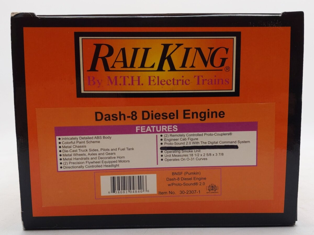 MTH 30-2307-1 BNSF (Pumpkin) Dash-8 Diesel Engine with Proto-Sound 2.0 #810 EX/Box