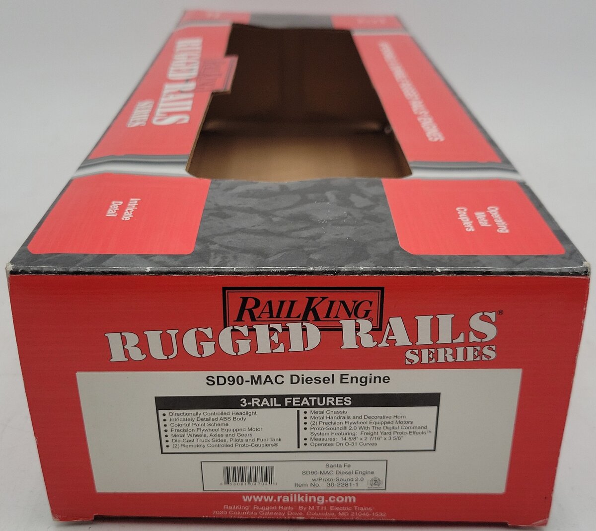MTH 30-2281-1 O Scale Weathered ATSF SD90-MAC SF Diesel Engine w/PS2 #9112/Box