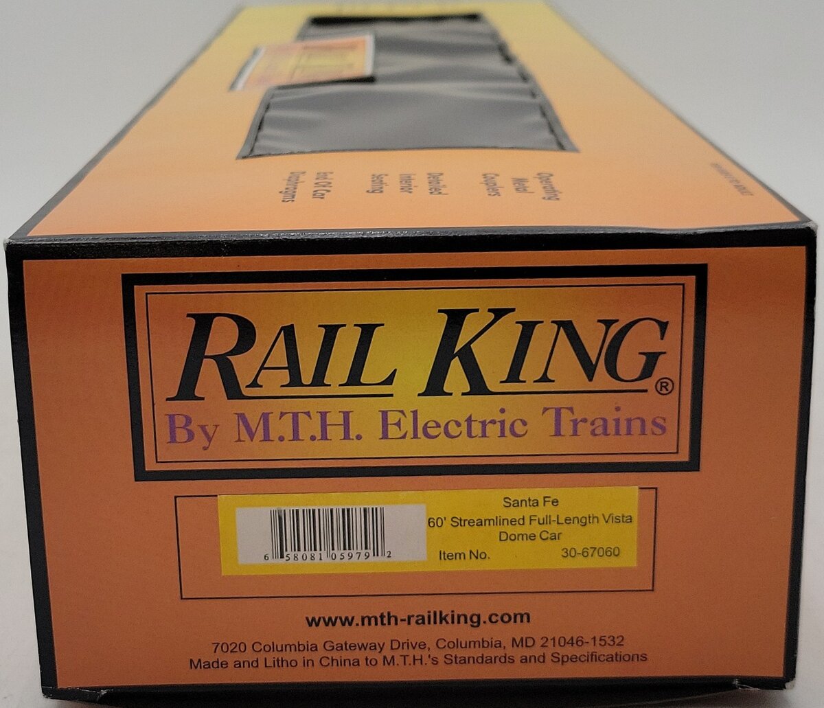 MTH 30-67060 O Gauge Santa Fe 60" Vista Dome Car #506 LN/Box
