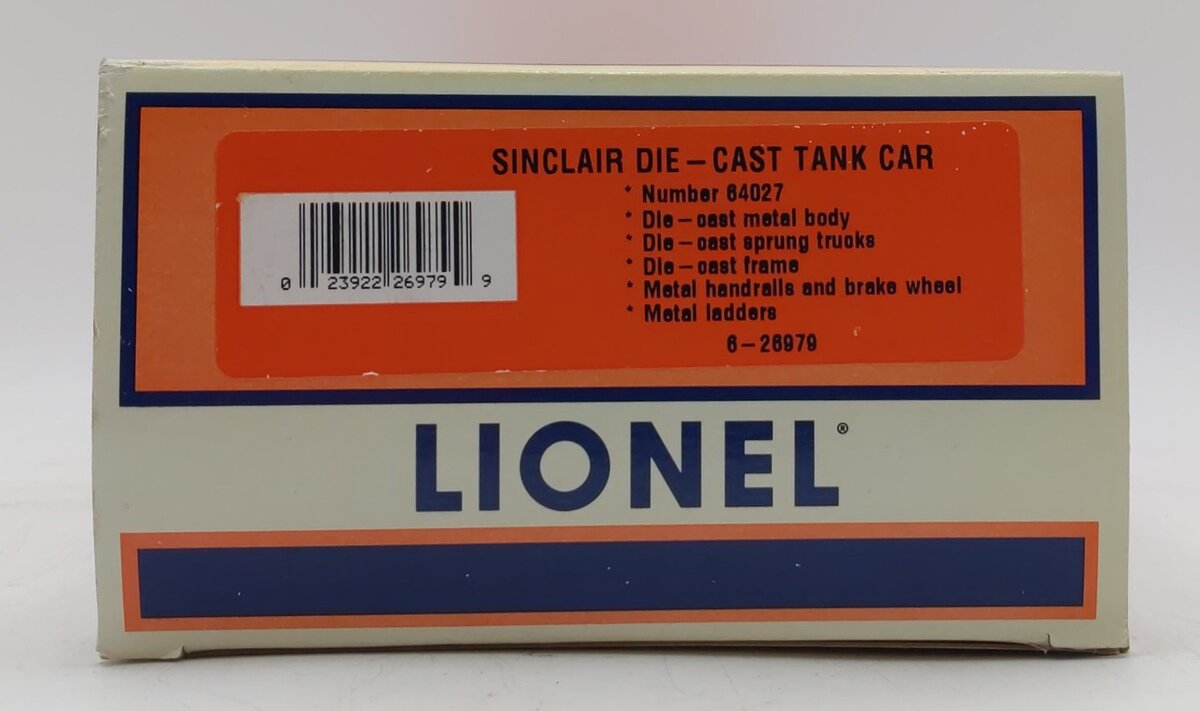 Lionel 6-26979 Sinclair Die-Cast UTLX Tank Car NIB