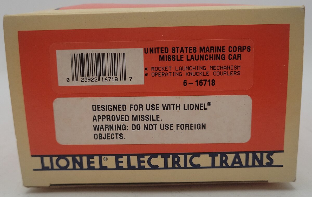 Lionel 6-16718 O Gauge U.S. Marine Corps Missile-Launching Car EX/Box