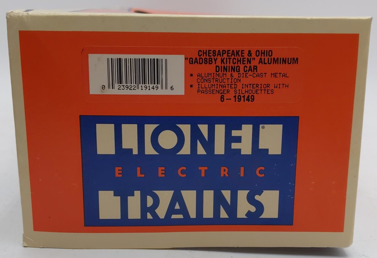 Lionel 6-19149 O Chesapeake & Ohio Aluminum "Gadsby Kitchen" Diner Car #1950 EX/Box