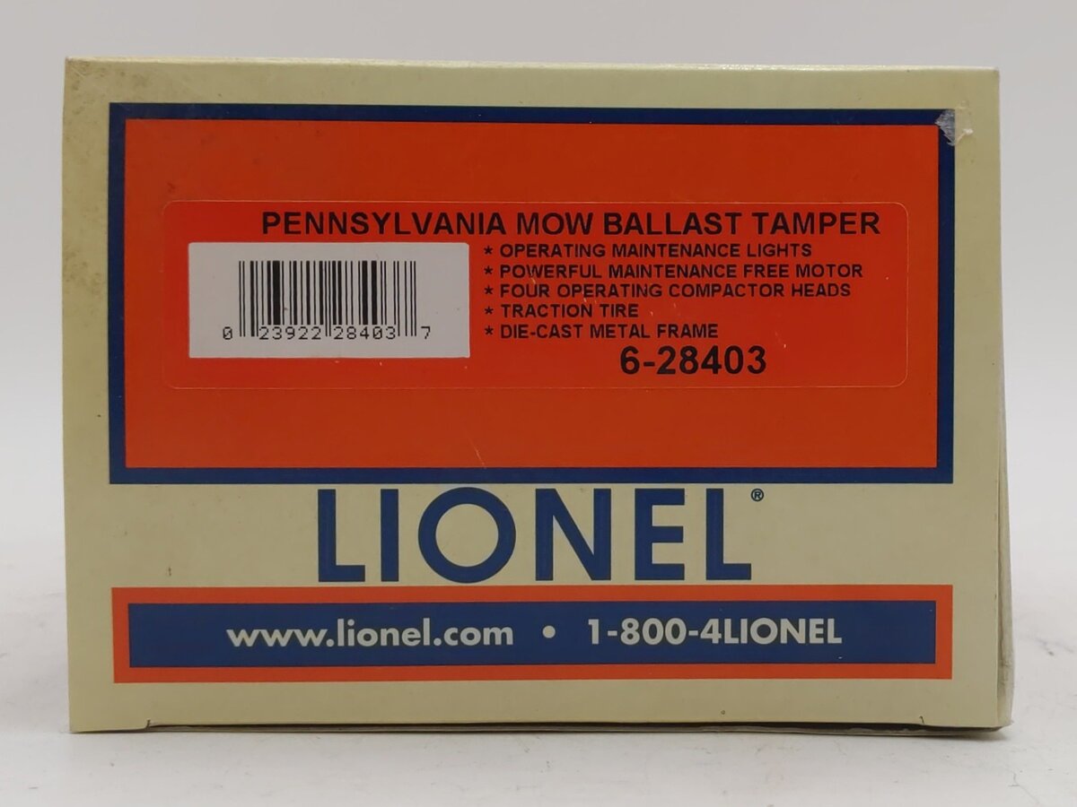 Lionel 6-28403 O Gauge Pennsylvania MOW Ballast Tamper #18 NIB