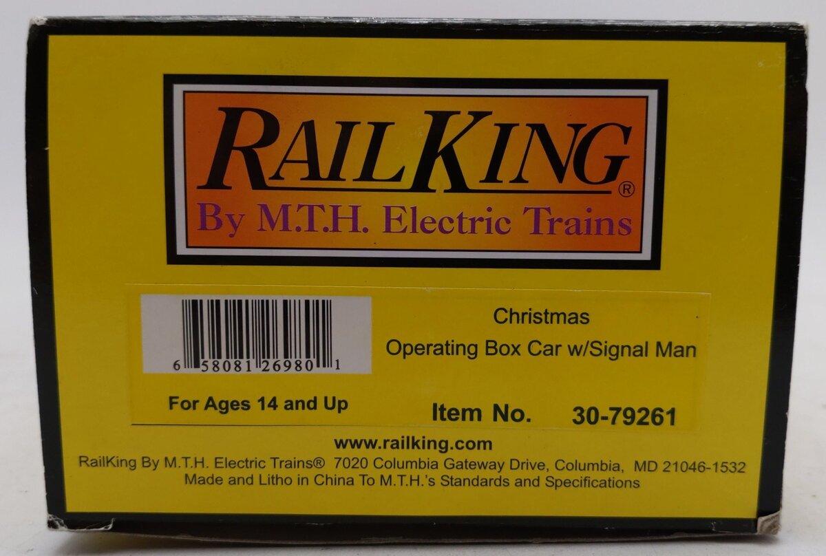 MTH 30-79261 Christmas Operating Box Car w/Signal Man EX/Box
