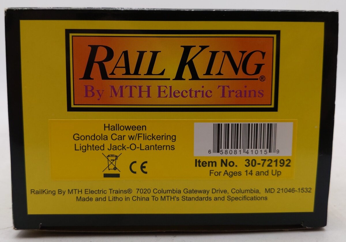 MTH 30-72192 O Halloween Gondola Car with Flickering Lighted Jack-O-Lanterns EX/Box