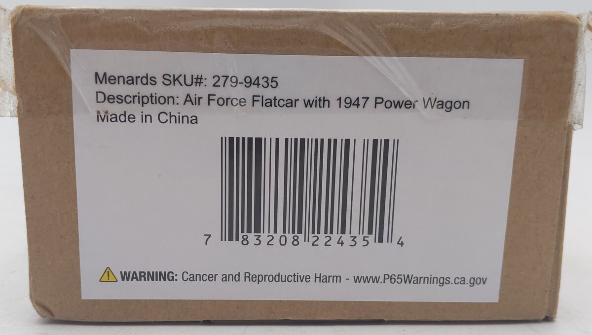 Menards 279-9435 O Gauge Air Force Flatcar W/ 1947 Power Wagon VG/Box