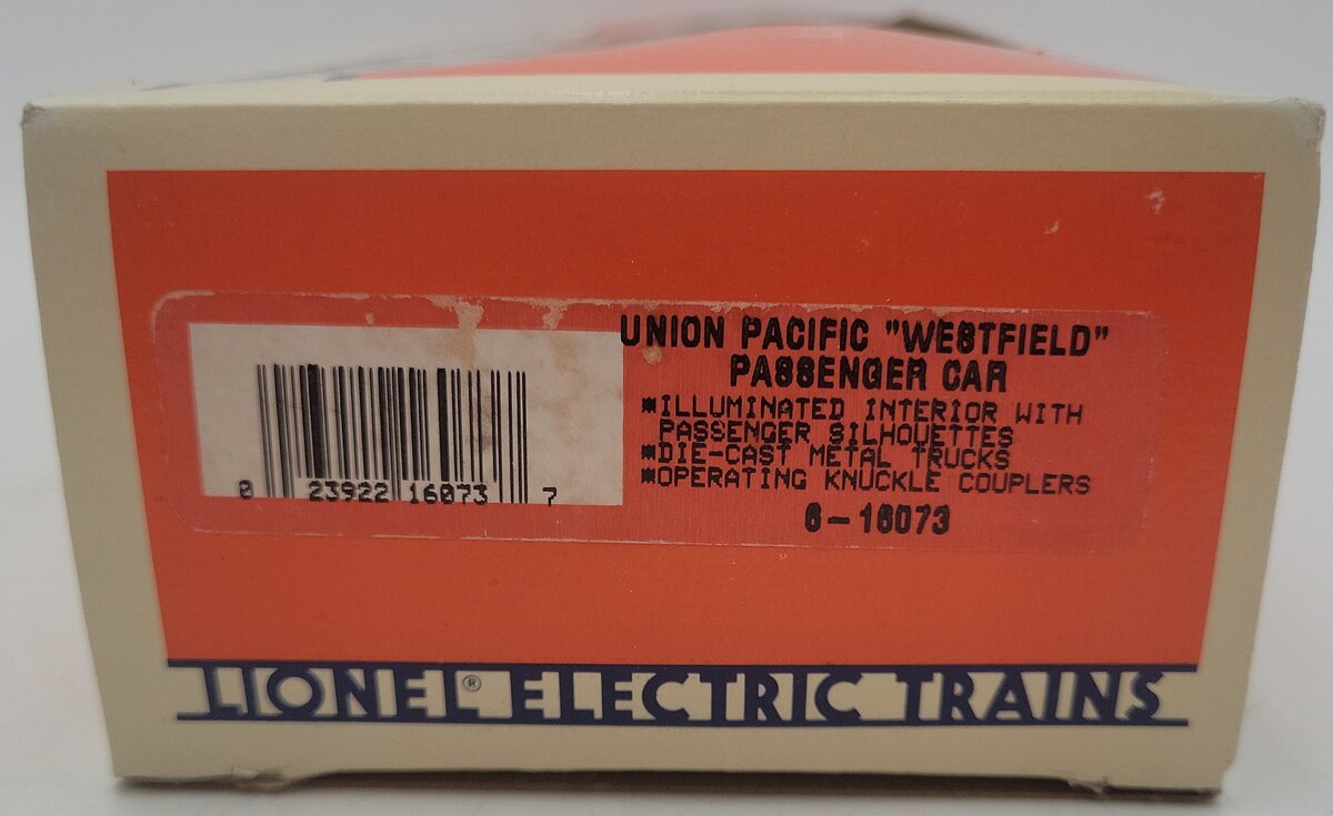 Lionel 6-16073 O Gauge Union Pacific "Westfield" Passenger Car #6073 EX/Box