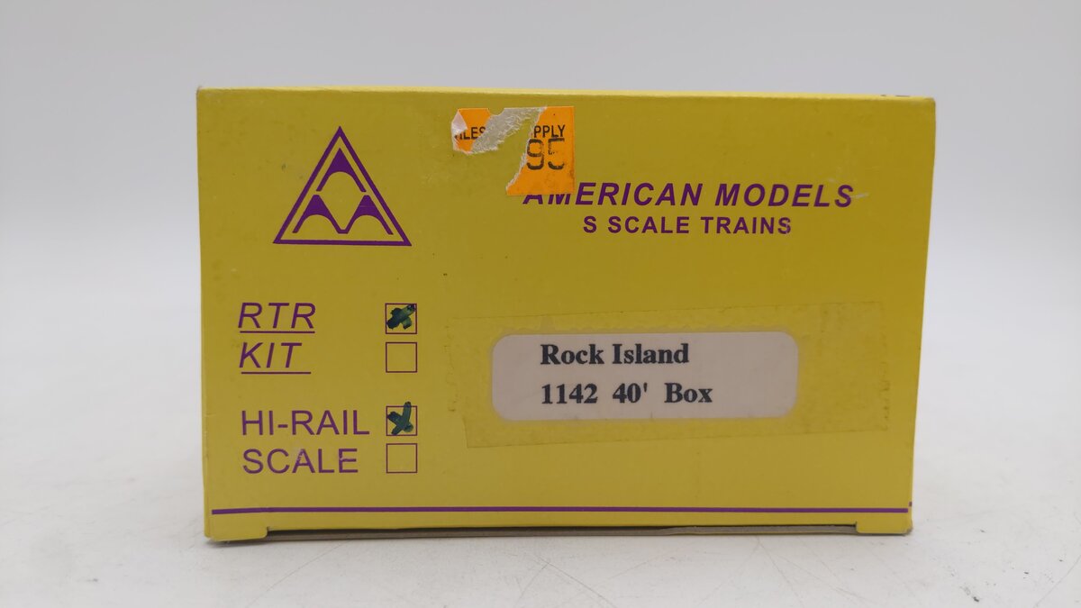 American Models 1142 S Gauge Rock Island 40' Box Car #22184 (Hi-Rail) EX/Box