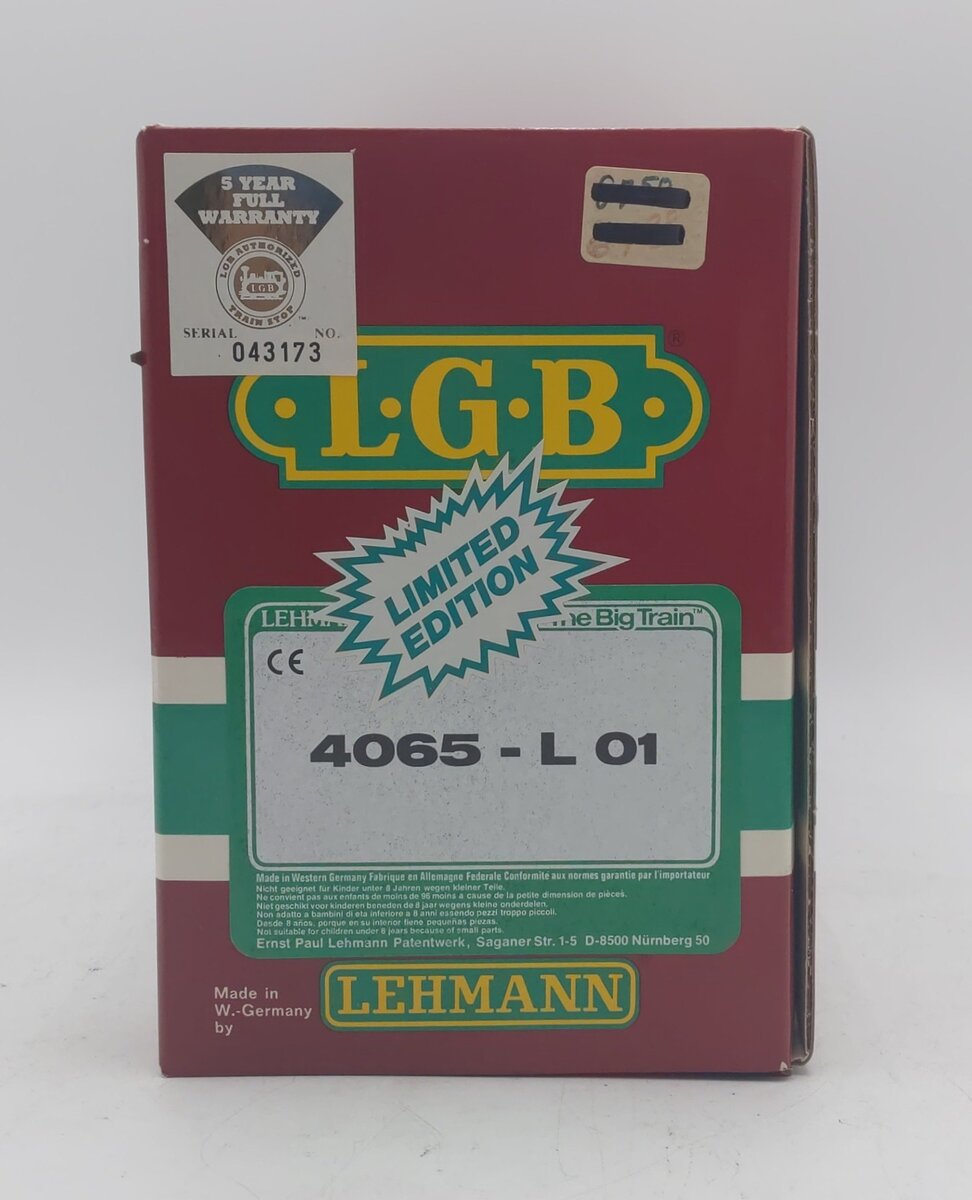 LGB 4065-L01 Lake George & Boulder Yellow Caboose LN/Box