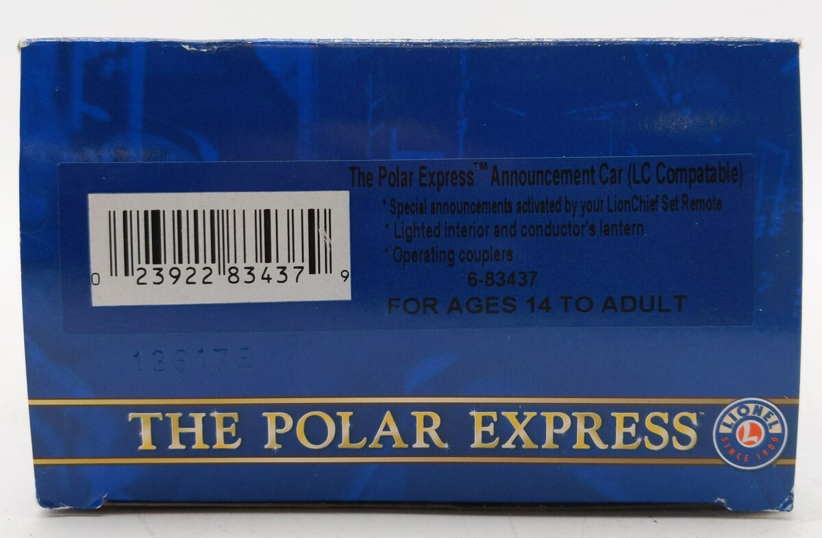 Lionel 6-83437 O The Polar Express Conductor Announcement Car VG/Box
