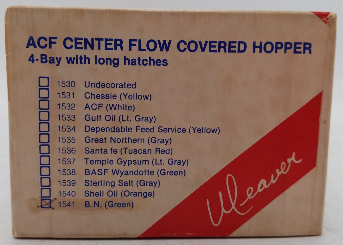 Weaver 1541 O Gauge BN 480020 4-Bay Covered Hopper/Box
