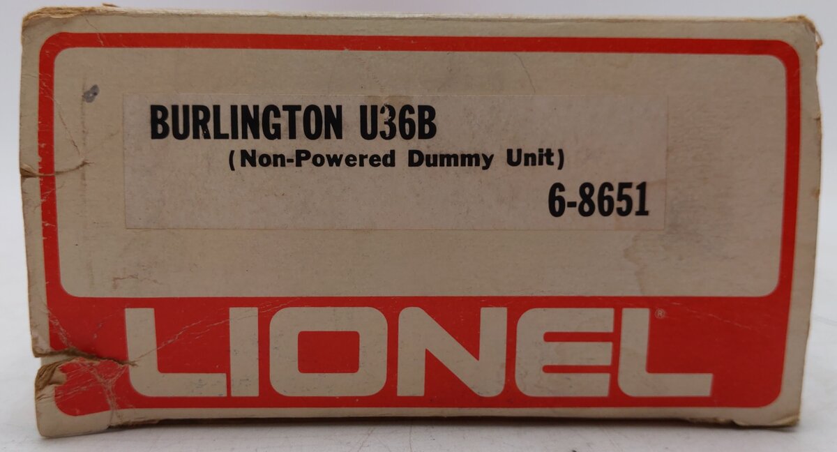 Lionel 6-8651 O Burlington Northern U36B Dummy Diesel Locomotive VG/Box
