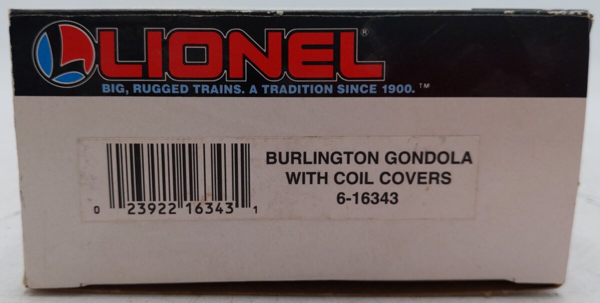 Lionel 6-16343 O Gauge Burlington Gondola w/Coil Covers VG/Box