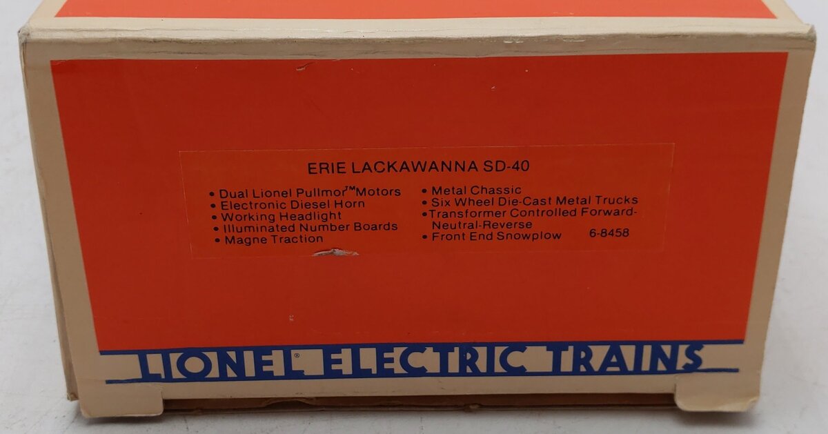 Lionel 6-8458 O Gauge Erie Lackawanna SD-40 Diesel Locomotive #8458 EX/Box