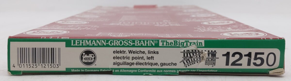 LGB 12150 G Brass 30° Left Hand Remote Electric Switch Turnout EX/Box