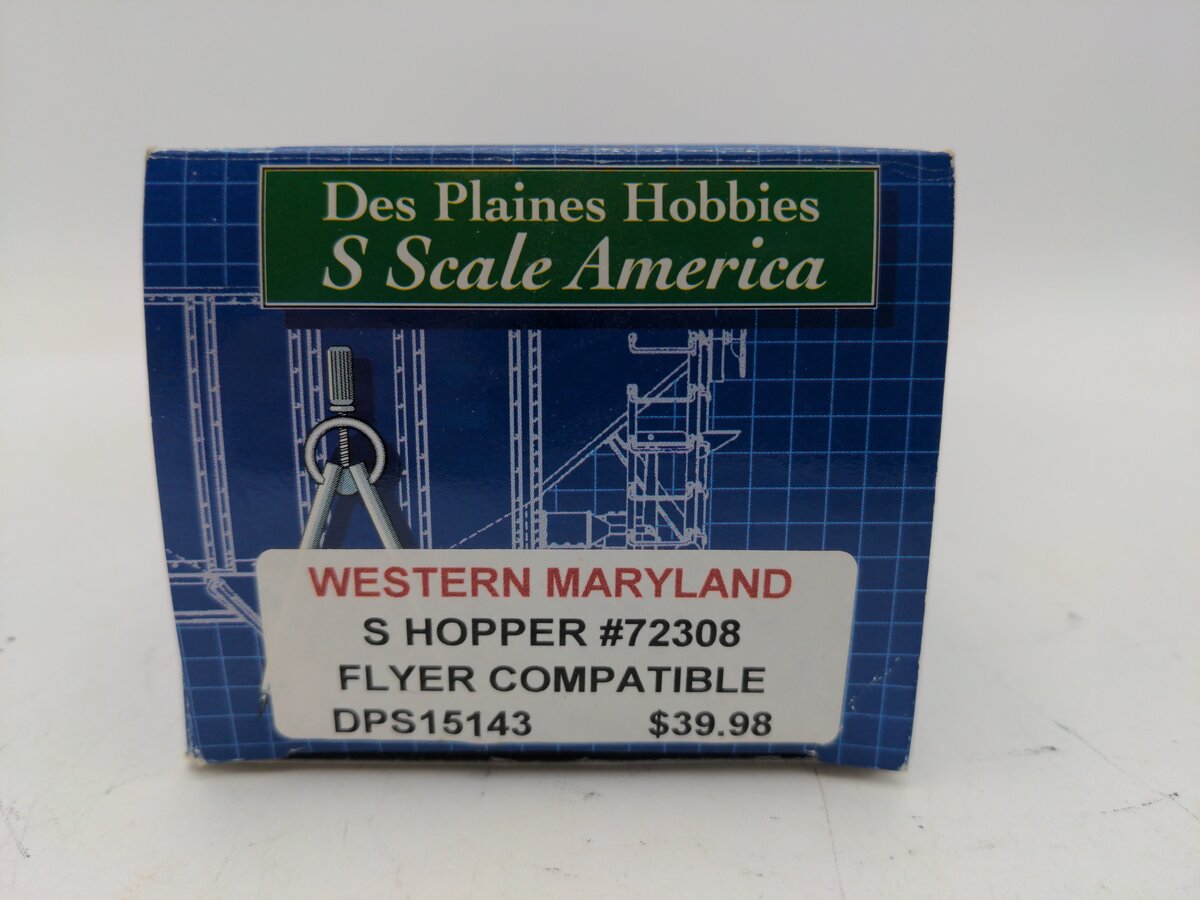 Des Plaines Hobbies 15143 "S" Scale Western Maryland 3-Bay Hopper #72308 EX/Box