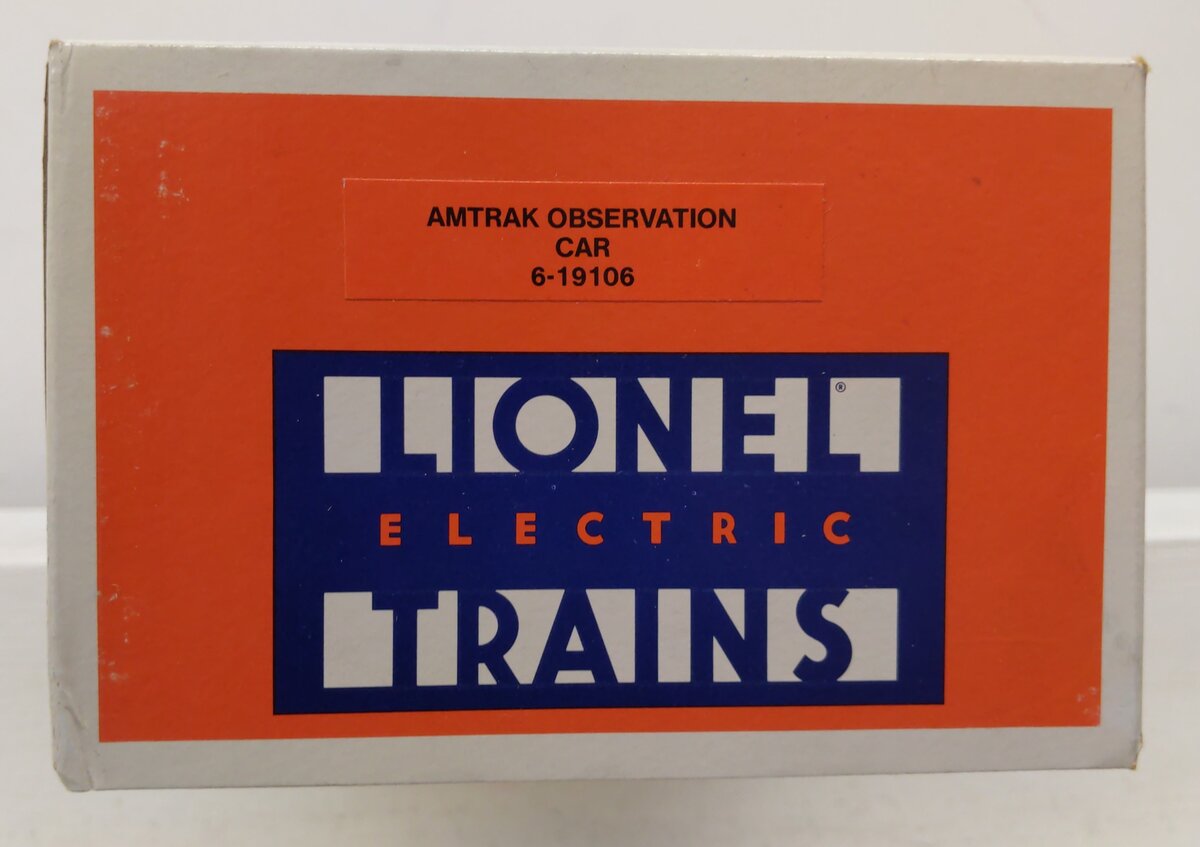 Lionel 6-19106 O Gauge Amtrak Aluminum Observation Passenger Car #9106 EX/Box