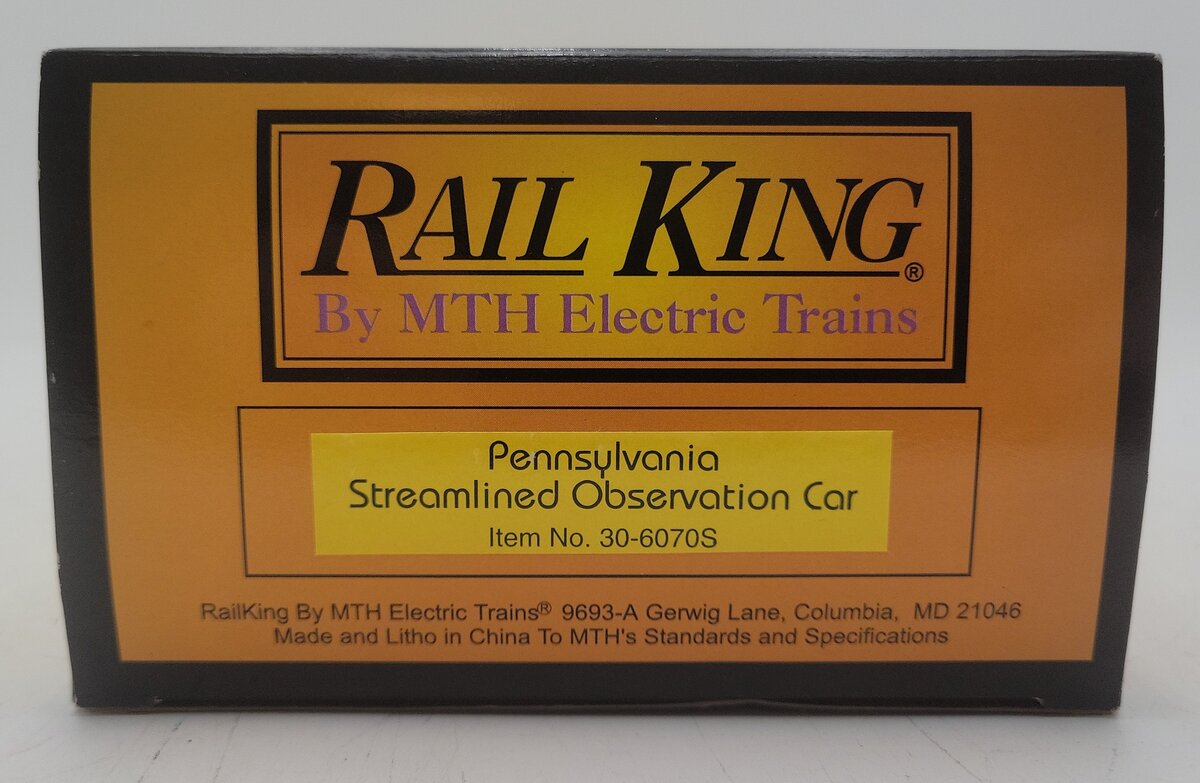 MTH 30-6070S O Pennsylvania Streamlined Observation Car #1126 LN/Box