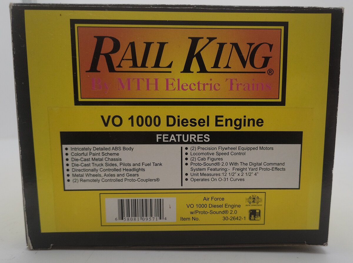 MTH 30-2642-1 Air Force VO 1000 Diesel Engine w/Proto-Sound 2.0 #7467 EX/Box