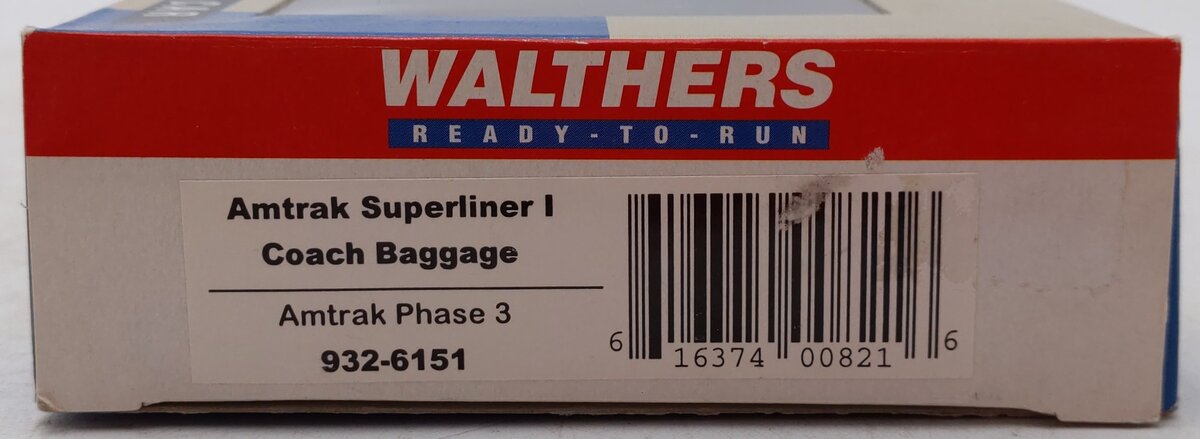 Walthers 932-6151 HO Scale Amtrak Superliner Coach-Baggage Car EX/Box