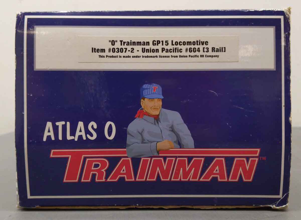 Atlas 0307-2 O Gauge Union Pacific Trainman GP15 Diesel Locomotive #604 (3-Rail) LN/Box