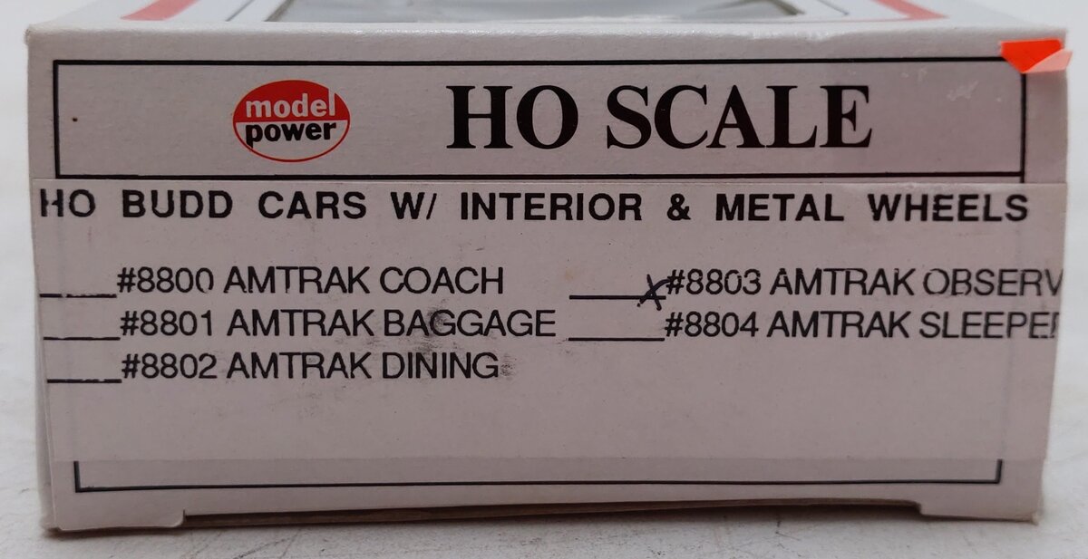 Model Power 8803 HO Scale Amtrak Observation Passenger Car #3338 EX/Box