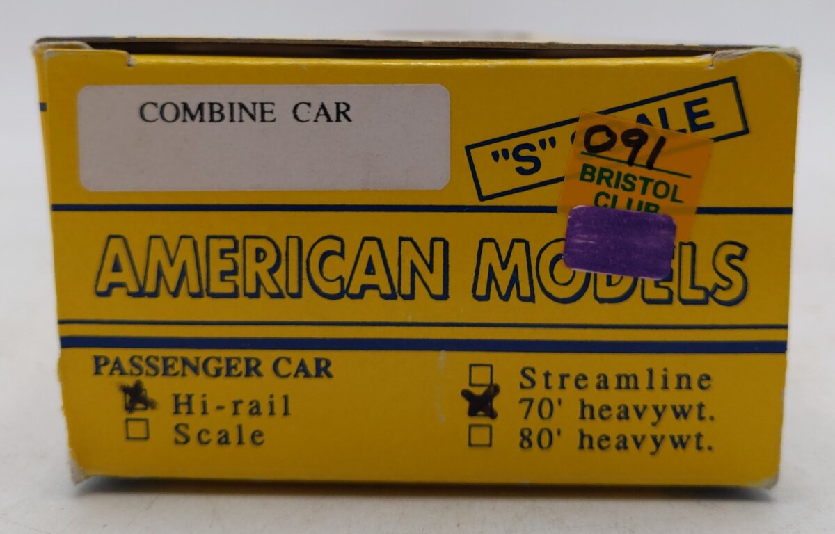 American Models S Scale Hi-Rail PRR 70' Heavyweight Combine Car #1377 LN/Box