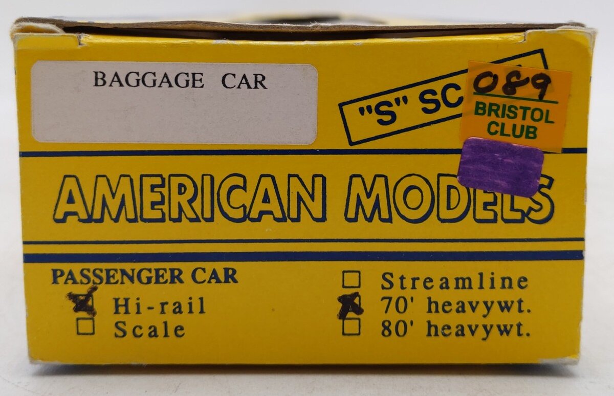 American Models S Scale Hi-Rail PRR 70' Heavyweight Baggage Car #1107 EX/Box