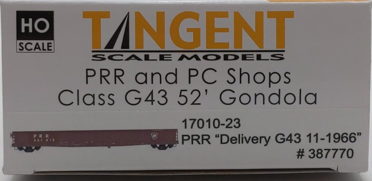 Tangent 17010-23 HO Scale PRR & PC Shops Class G43 52' Gondola #387770 LN/Box