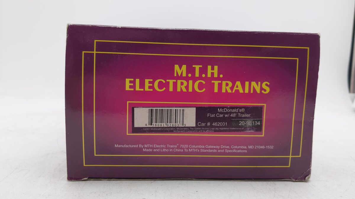 MTH 20-98134 O McDonalds Flatcar w/Trailer #462001 EX/Box