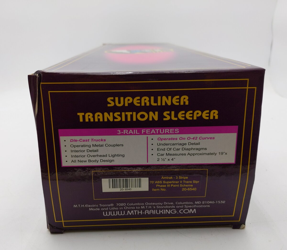 MTH 20-6540 O Gauge Amtrak Superliner Transitional Sleeper #39042 LN/Box