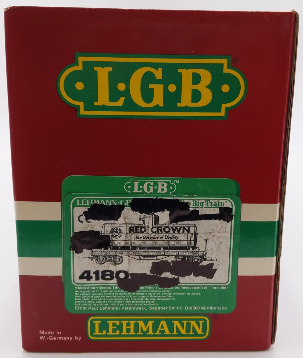 LGB 4180 G Scale Red Crown Tank Car EX/Box