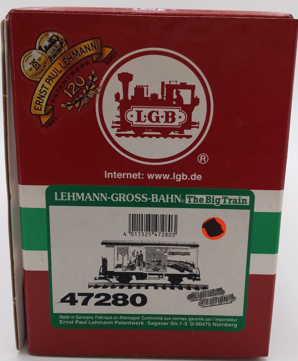 LGB 47280 120th Anniversary Boxcar EX/Box