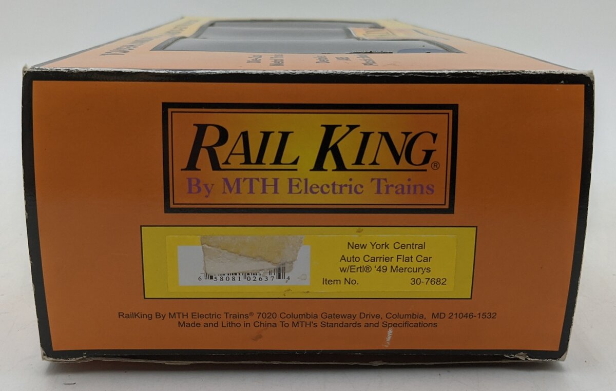 MTH 30-7682 O New York Central Auto Carrier #325 with (4) Ertl 1949 Mercurys VG/Box