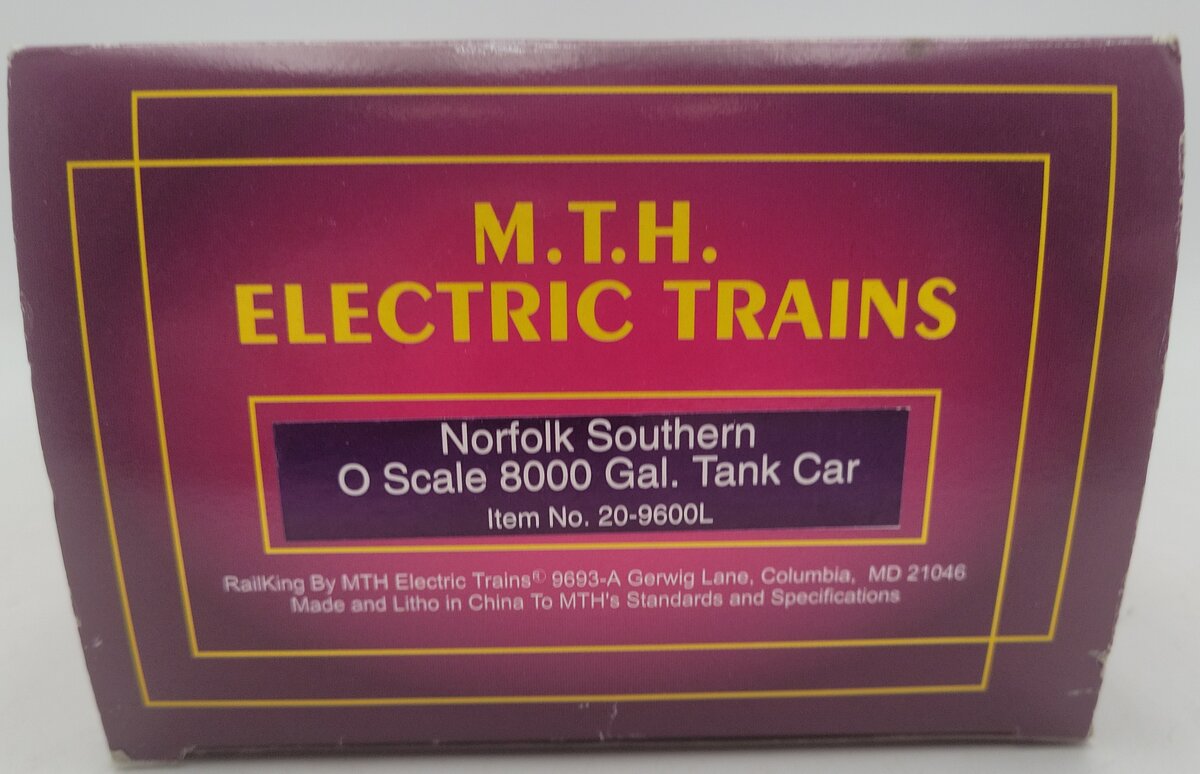 MTH 20-9600L O Gauge Norfolk Southern 8000 Gallon Tank Car #67845 EX/Box