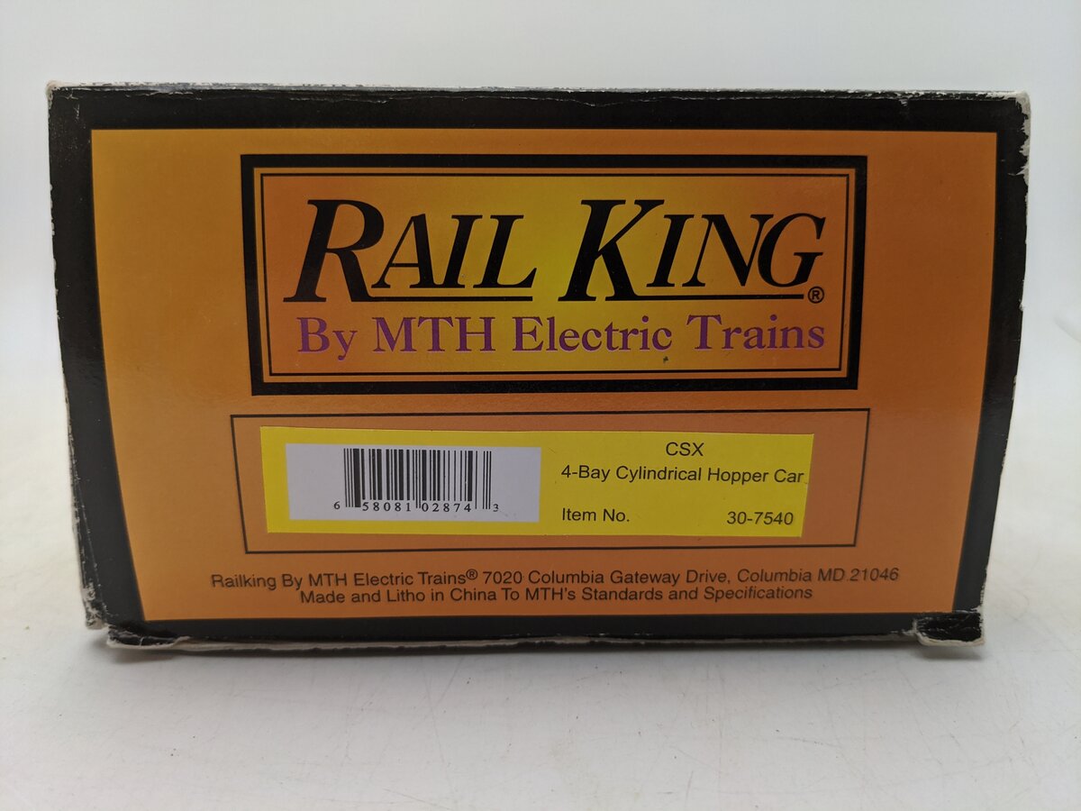 MTH 30-7540 O Gauge CSX 4-Bay Cylindrical Hopper Car #225360 EX/Box