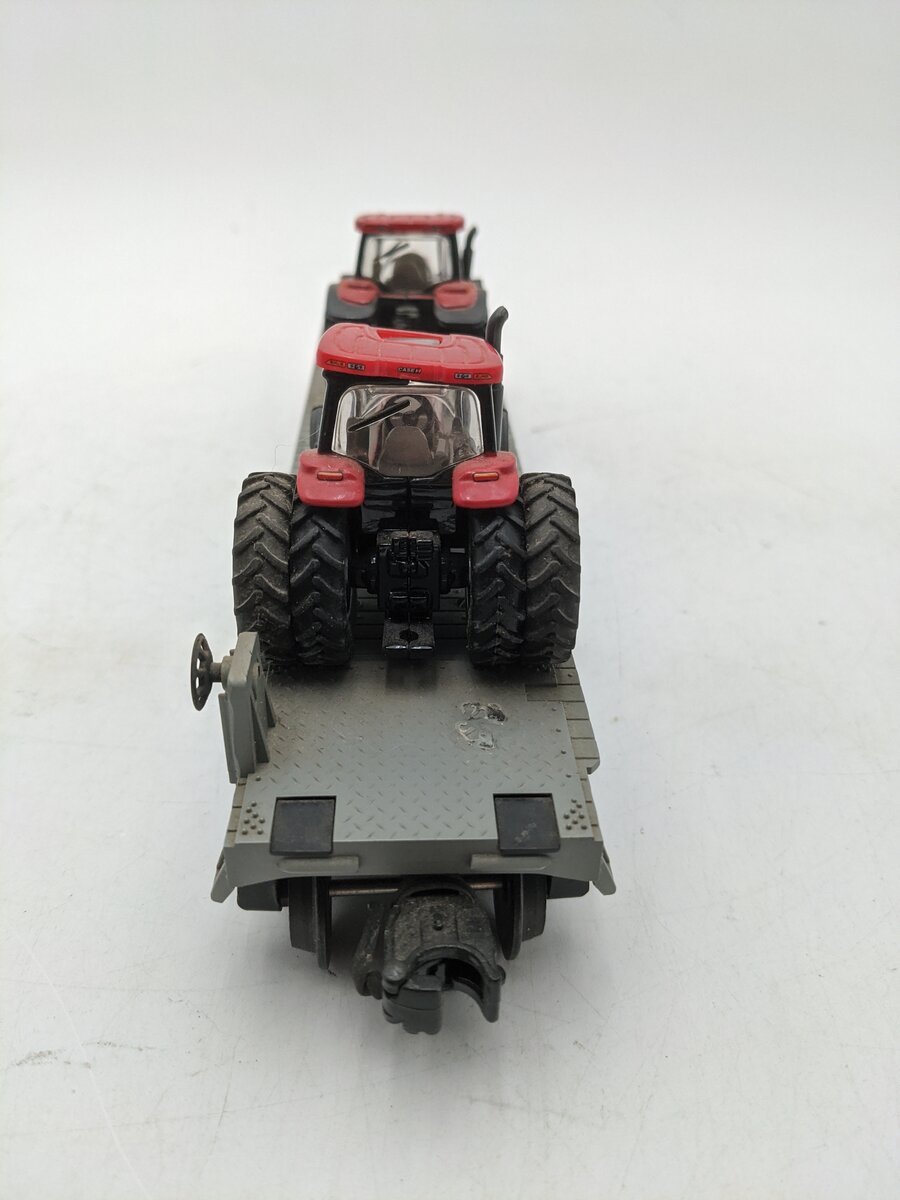 MTH 30-7616 O Norfolk Southern Construction Flatcar w/ Case Tractors #60368 EX