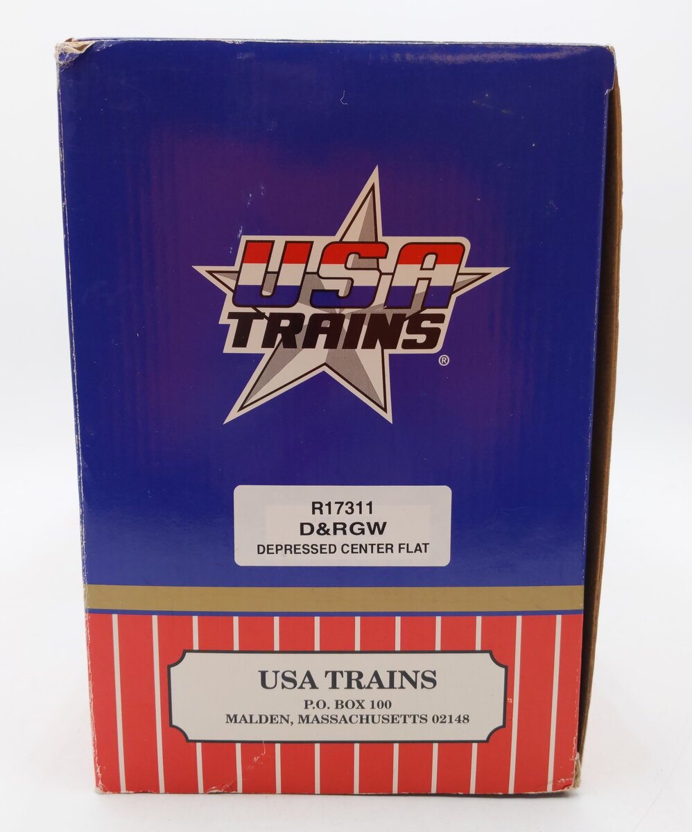 USA Trains R17311 G Denver & Rio Grande Western Depressed Center Flatcar #195 EX/Box