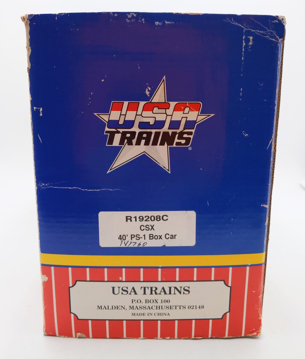 USA Trains R19208C G CSX 40' Boxcar #141760 w/ Metal Wheels VG/Box