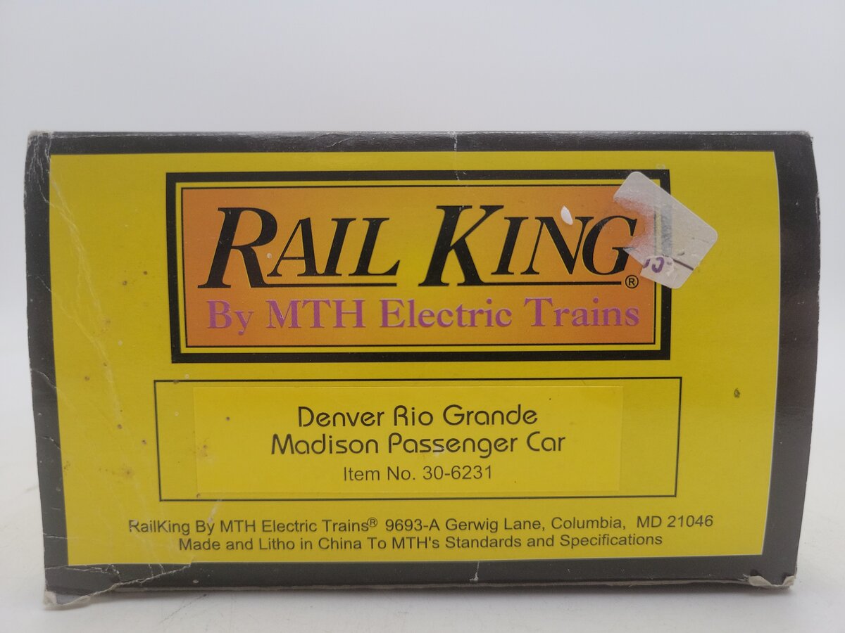 MTH 30-6231 O Denver Rio Grande Madison Passenger Car #1021 EX/Box