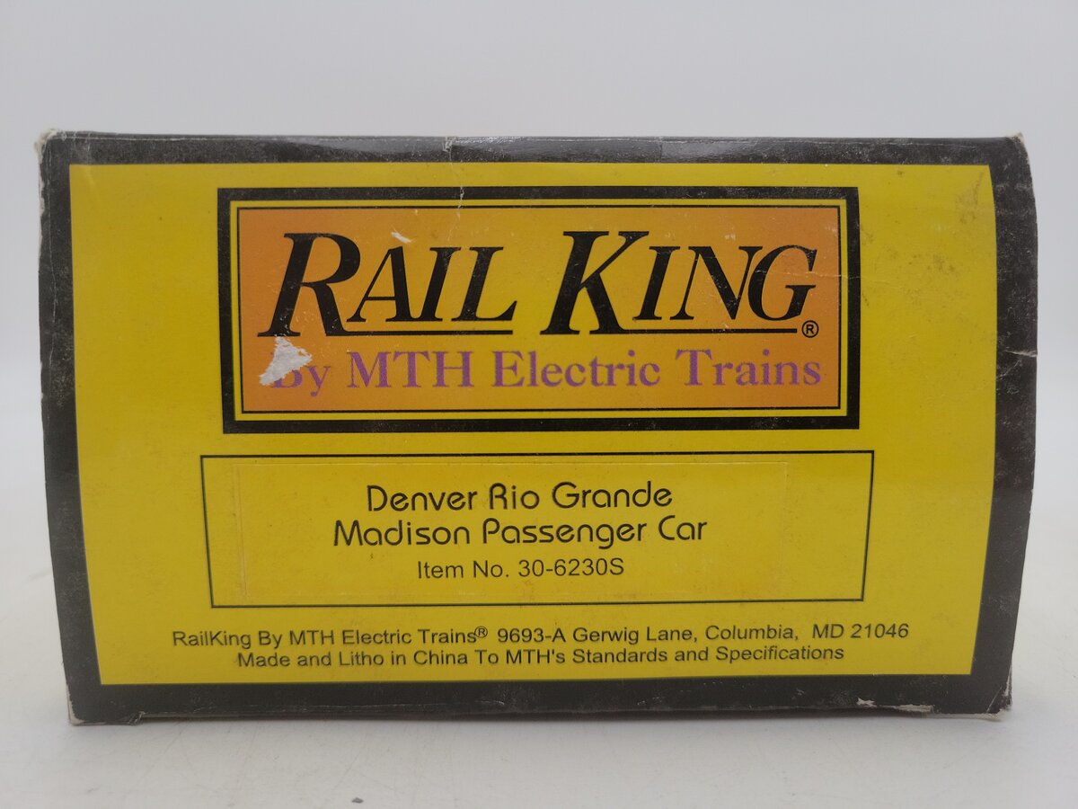 MTH 30-6230S O Denver & Rio Grande Madison Lighted Passenger Car #1013 EX/Box