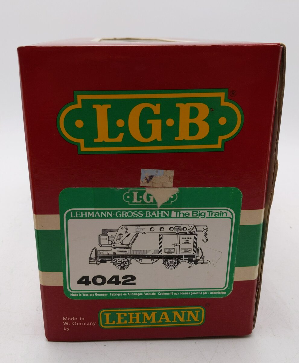 LGB 4042 G Scale Matra Yellow Construction Crane Car LN/Box
