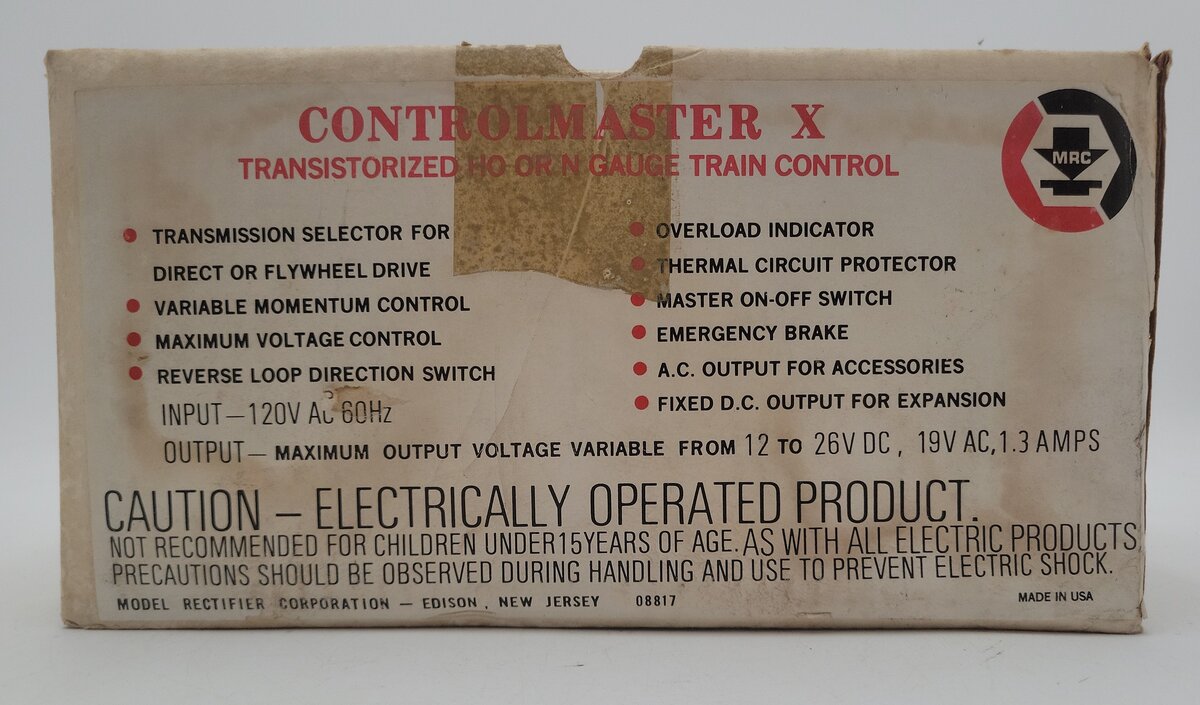 MRC ControlMaster-X Transistorized HO or N Gauge Train Controller/Box