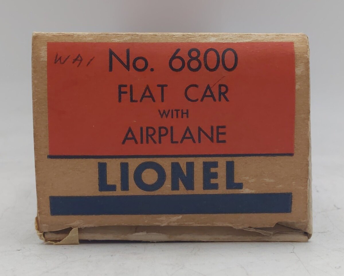 Lionel 6800 Vintage O Flatcar with Yellow over Black Airplane EX/Box