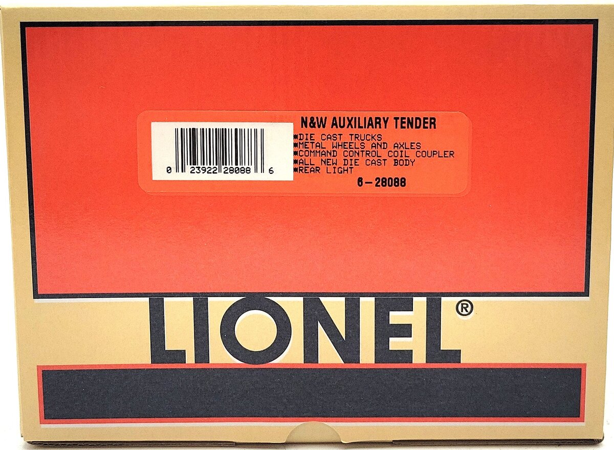 Lionel 6-28088 O Gauge Norfolk & Western A Class Auxiliary Water Tender #160207 EX/Box